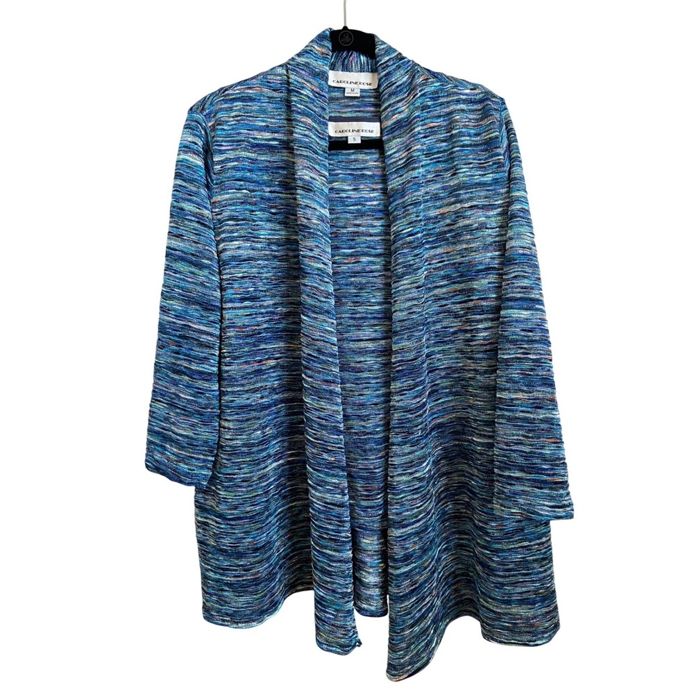 Caroline Rose Multicolor Striped Knit Open Front Cardigan Set Size Small Medium‎